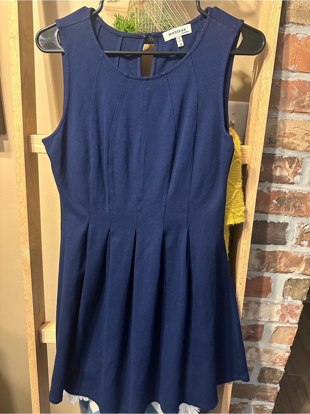 Monteau Girls Navy Sleeveless Pleated Fit-and-Flare Dress